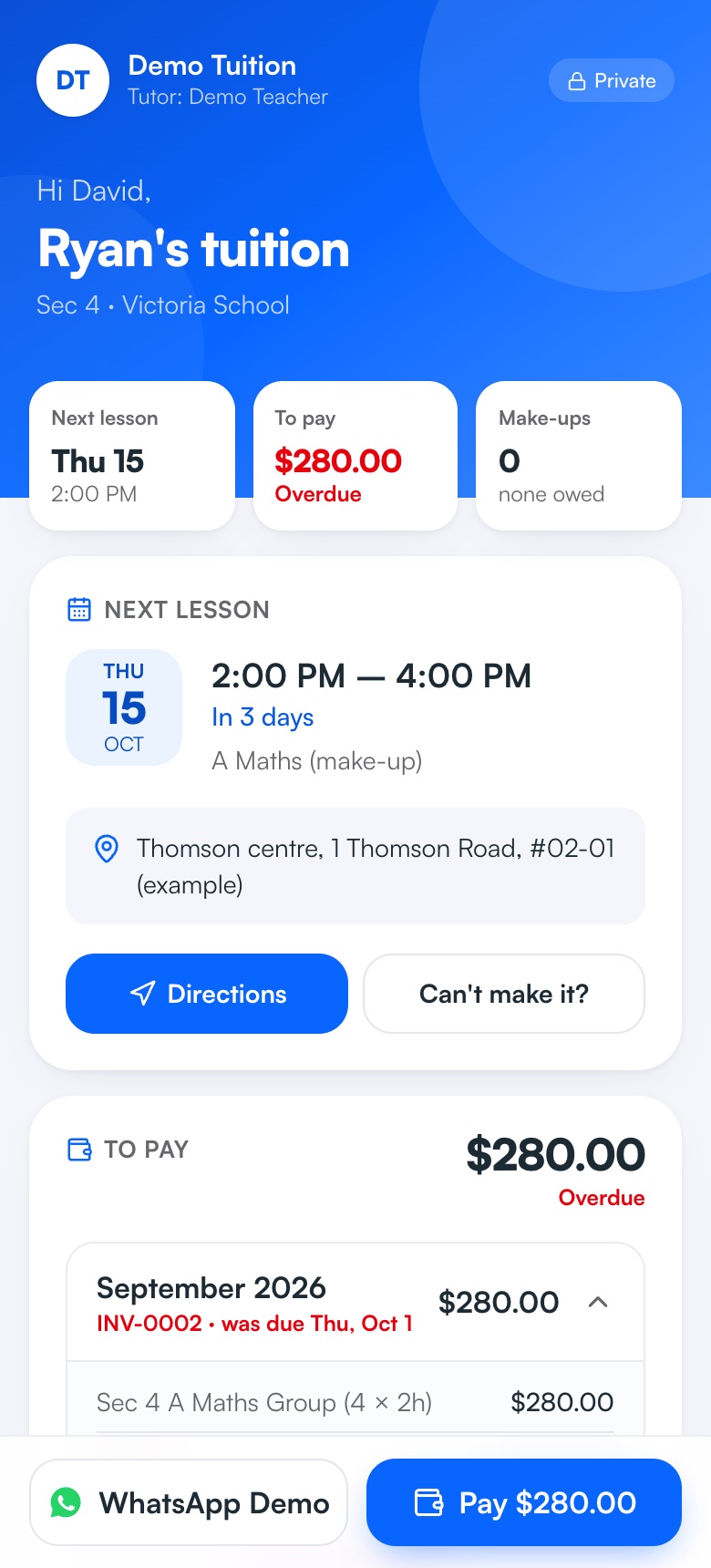 No more “when's the next lesson?” at 11pm