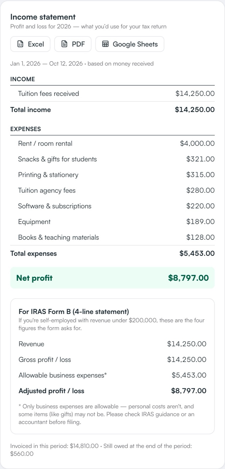 Your tax return numbers in one click