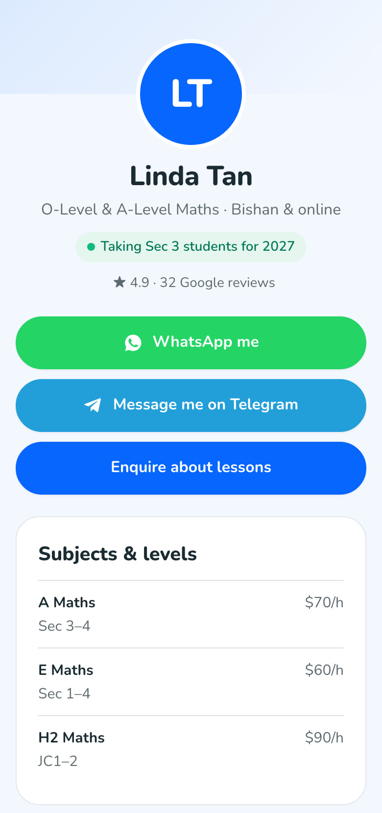 Get found by parents searching for a tutor — free